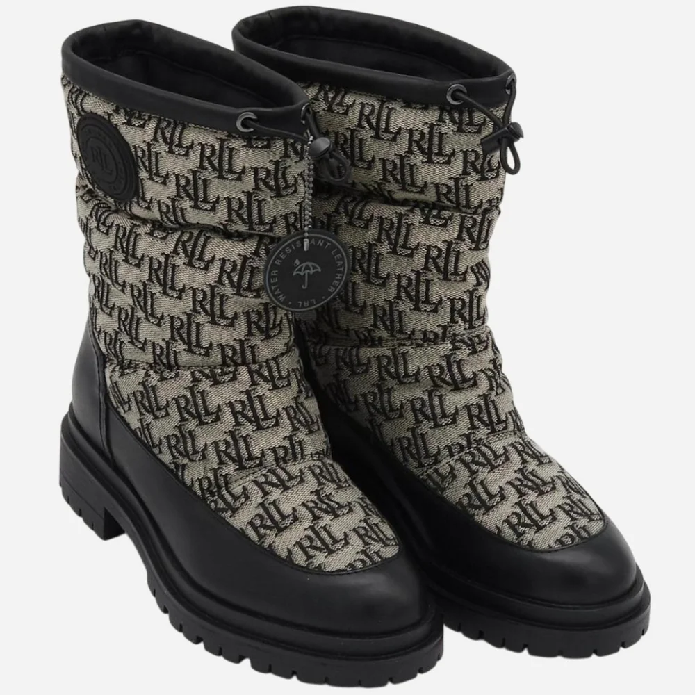 LAUREN RALPH LAUREN‎ Size 7 Monogram Black and Gray Winter Boots